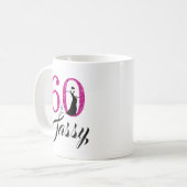 60および粋なピンクのグリッターの第60誕生日 コーヒーマグカップ (正面左)
