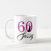 60および粋なピンクのグリッターの第60誕生日 コーヒーマグカップ (左)
