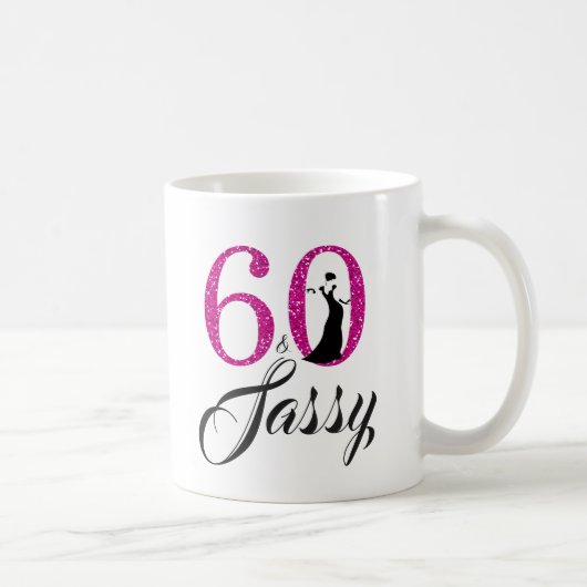 60および粋なピンクのグリッターの第60誕生日 コーヒーマグカップ (右)