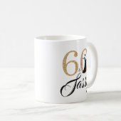 60および粋な金ゴールドのグリッターの第60誕生日 コーヒーマグカップ (正面右)