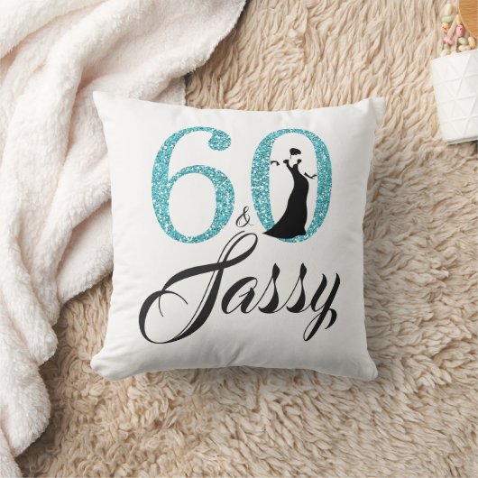 60および粋な|のタイポグラフィの第60誕生日プレゼント クッション (ブランケット)