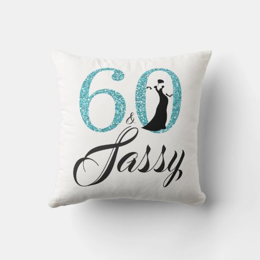 60および粋な|のタイポグラフィの第60誕生日プレゼント クッション (裏面)