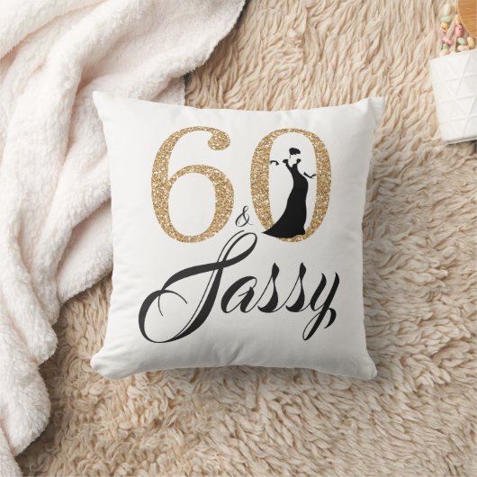 60および粋な|のタイポグラフィの第60誕生日プレゼント クッション (ブランケット)