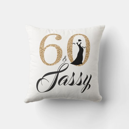 60および粋な|のタイポグラフィの第60誕生日プレゼント クッション (裏面)