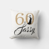 60および粋な|のタイポグラフィの第60誕生日プレゼント クッション (正面)