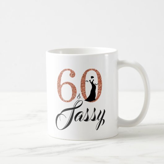 60および青銅グリッター60誕生日 コーヒーマグカップ (右)