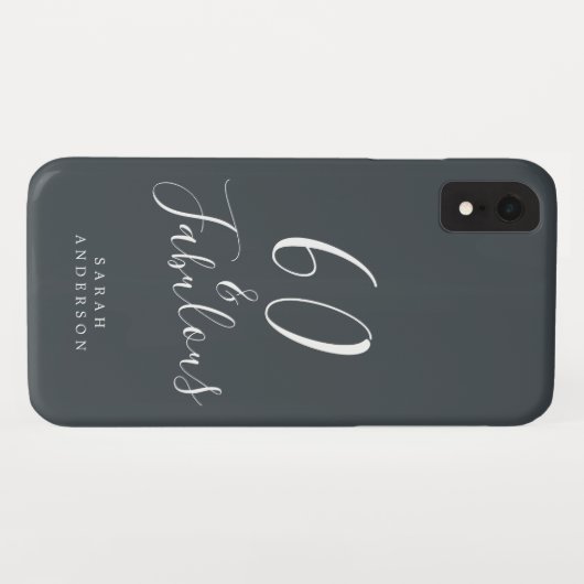 60およびSassyスクリプト白黒60誕生日 Case-Mate iPhoneケース (裏面(横))