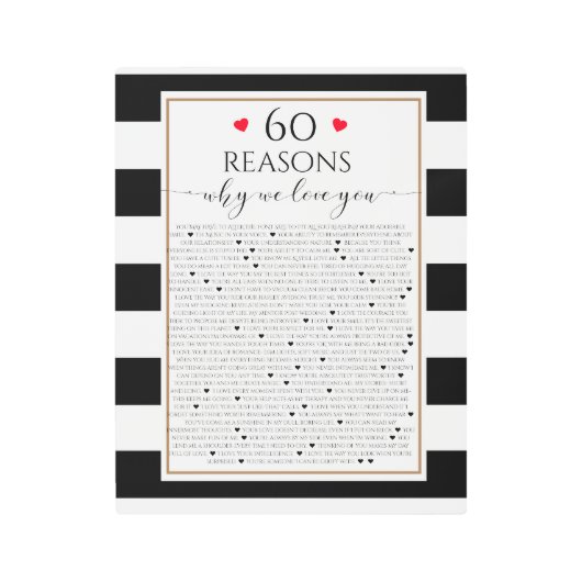 60お気に入りの理由、白と黒モダンです メタルプリント (正面)