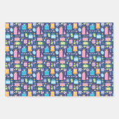 60お誕生日ケーキプレゼントバルーン青 ラッピングペーパーシート (正面)