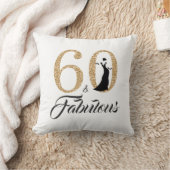 60すばらしい金ゴールドのグリッターの第60誕生会 クッション (ブランケット)