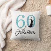 60すばらしく青いグリッターの第60誕生会のギフト クッション (ブランケット)