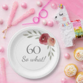 60そおもしろいう水の色フローラ60誕生日 ペーパープレート (パーティー)