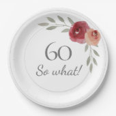 60そおもしろいう水の色フローラ60誕生日 ペーパープレート (正面)