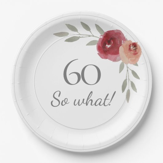 60そおもしろいう水の色フローラ60誕生日 ペーパープレート (正面)