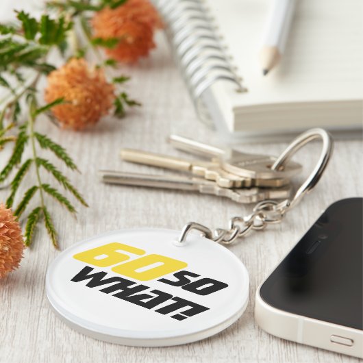 60だから何おもしろい引用文60誕生日 キーホルダー (正面右)