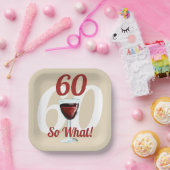 60だから何おもしろい赤ワイン60誕生日 ペーパープレート (パーティー)
