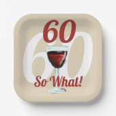 60だから何おもしろい赤ワイン60誕生日 ペーパープレート (正面)