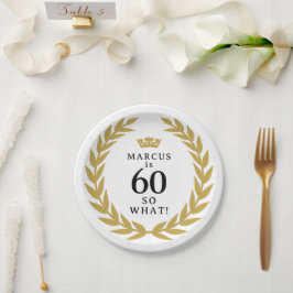 60だから何だってば！おもしろ月桂樹の輪と王冠の60歳の誕生日 ペーパープレート