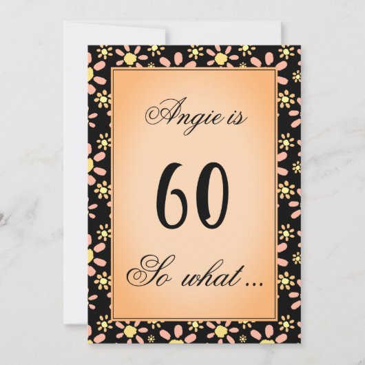 60だから何デイジーフラワーフローラ60th誕生日パーティー 招待状 (正面)
