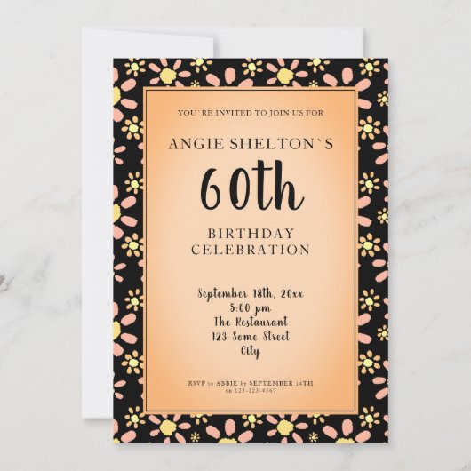 60だから何デイジーフラワーフローラ60th誕生日パーティー 招待状 (裏面)