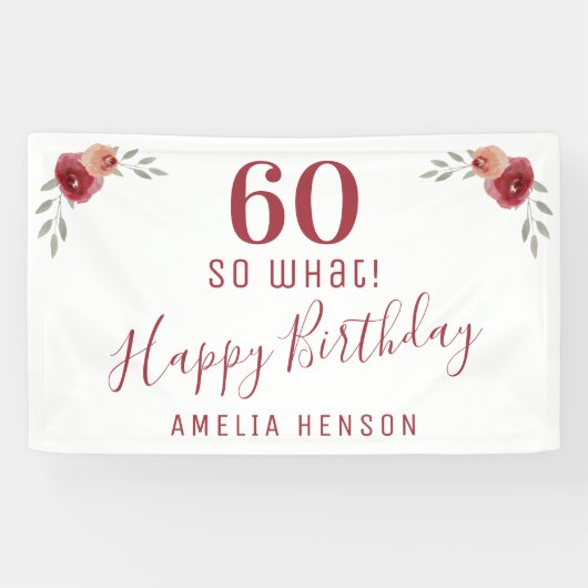 60だから何レッドローズフローラ60th誕生日パーティー 横断幕 (横)