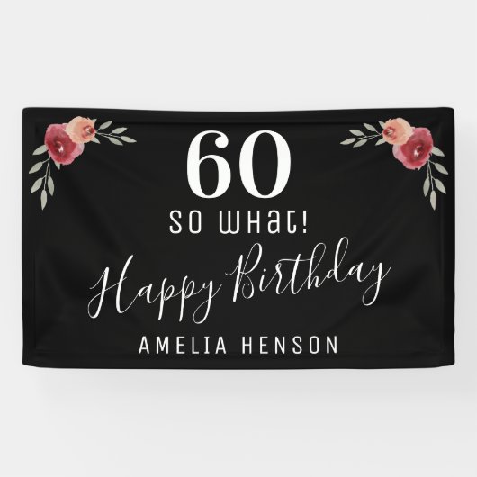 60だから何レッドローズフローラ60th誕生日パーティー 横断幕 (横)