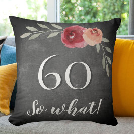 60だから何Chalkboard水色60誕生日 クッション