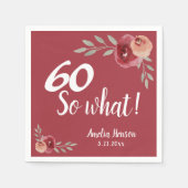 60だから何Red Waterカラーバラ60誕生日 スタンダードカクテルナプキン (正面)