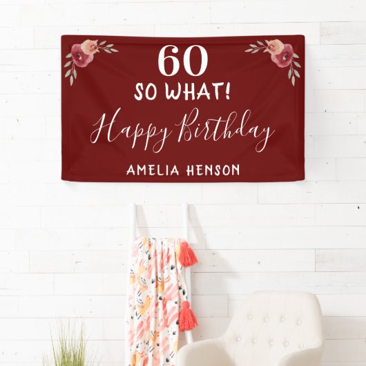 60だから何Red Waterカラーバラ60誕生日 横断幕 (インサイチュ)