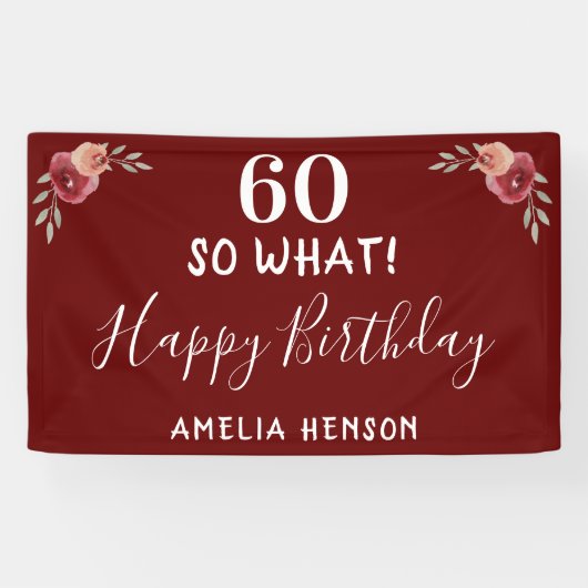 60だから何Red Waterカラーバラ60誕生日 横断幕 (横)
