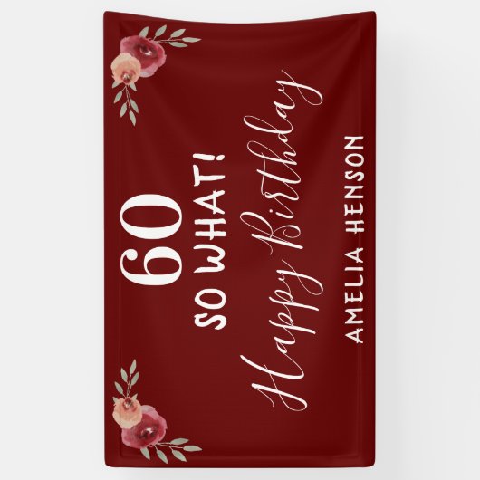 60だから何Red Waterカラーバラ60誕生日 横断幕 (縦)