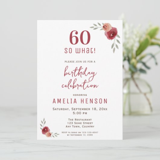 60だから赤おもしろいバラ60th誕生日パーティー 招待状 (スタンド正面)