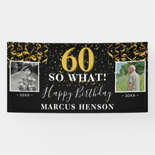 60だからWhat Before After Photo 60th Birthday Party 横断幕 (横)
