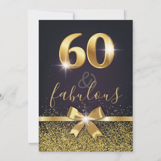 60とエレガント素晴らしい金ゴールドグリッター60番目の誕生日 招待状 (正面)