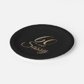 60とサッシブラック金ゴールドグリッター誕生日パーティー ペーパープレート (アングル)