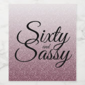 60とサッシー60誕生日紫グリッター グラデーション ワインラベル (シングルラベル)