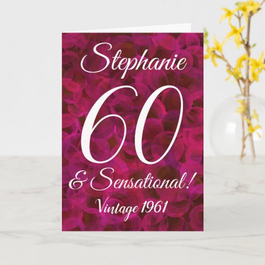 60とセンセーショナルなレッドローズ誕生日カード カード (黄色い花)