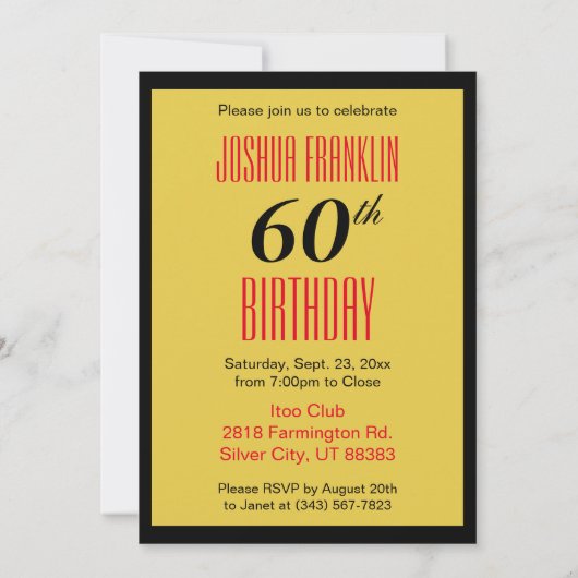 60と今でも暑い | 60誕生日 招待状 (裏面)