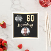 60と伝説2の写真60番目の誕生日金ゴールド スタンダードカクテルナプキン (インサイチュ)