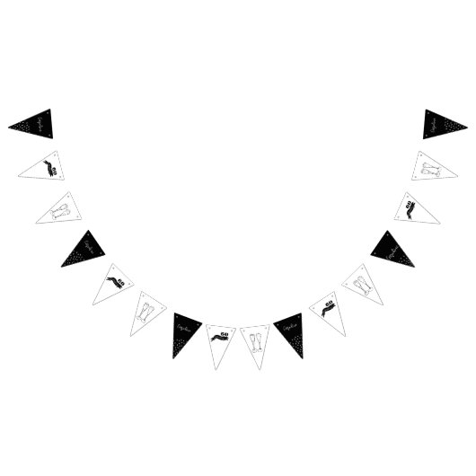 60と手きらめく引き白黒 バンティングフラッグ (全)