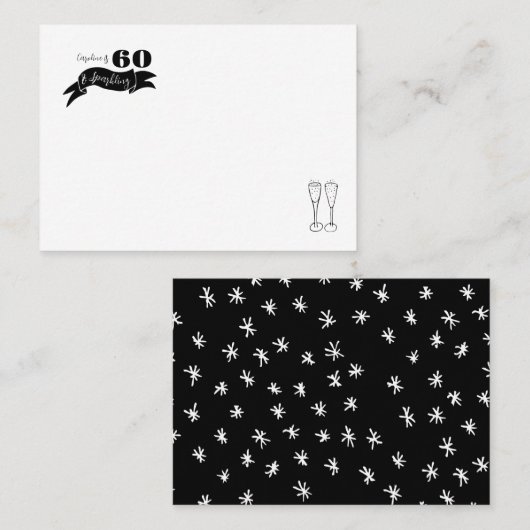 60と手きらめく引き白黒 プレイスカード (正面/裏面)