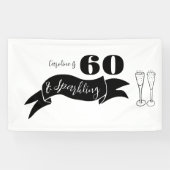 60と手きらめく引き白黒 横断幕 (横)