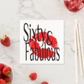 60と熱い赤い唇で素晴らしい スタンダードカクテルナプキン (インサイチュ)