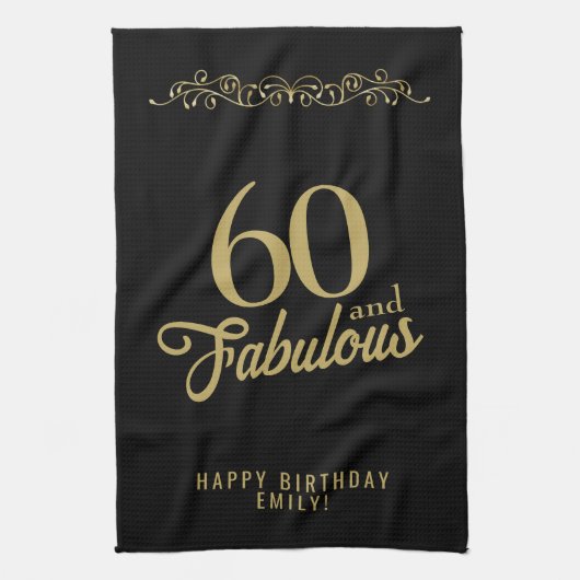 60と素晴らしいエレガントオーナメント60誕生日 キッチンタオル