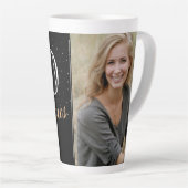 60と素晴らしいエレガントブラック60th誕生日写真 カフェラテマグ (右アングル)