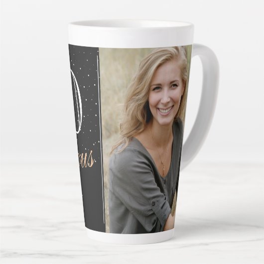 60と素晴らしいエレガントブラック60th誕生日写真 カフェラテマグ (右アングル)