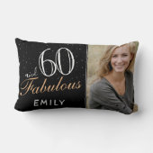 60と素晴らしいエレガントブラック60th誕生日写真 ランバークッション (裏面)