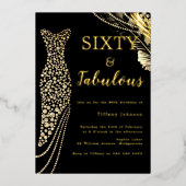 60と素晴らしいエレガント金ゴールドドレス60誕生日 箔招待状 (正面)