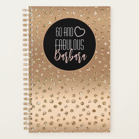 60と素晴らしいグラムガーリー金ゴールドブラック赤面ピンク プランナー手帳 (正面)