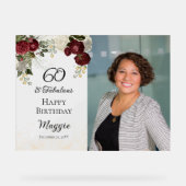 60と素晴らしいグラムバラフローラ誕生日パーティー アクリルサイン (正面)